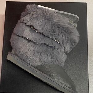 AUSTRALIA LUXE COLLECTION Gray Fur-Lined Women's Boots